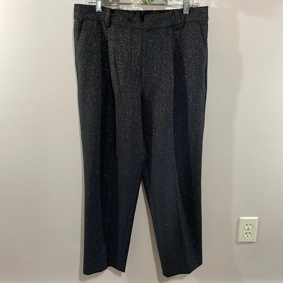 NWOT LOFT Pull On Tapered Pants In Black Shimmer L - Picture 3 of 16